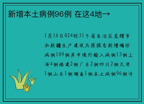 新增本土病例96例 在这4地→